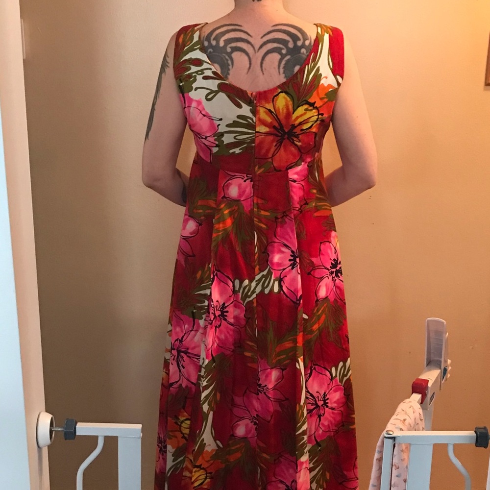Vintage Ui Maikai Hawaiian barkcloth maxi dress